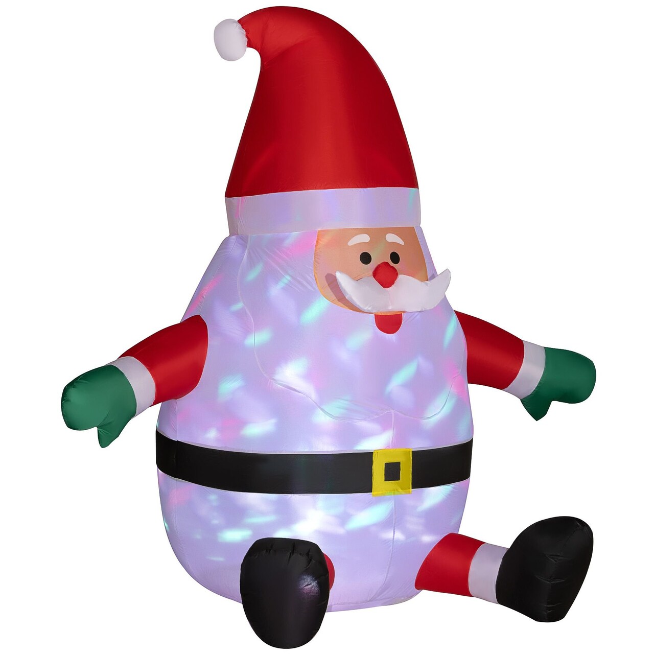 Edge Collections - 72.4" x 49.2" - Red - Inflatable Santa Claus with Rotating Light for Outdoor Holiday Decor - 1 Piece